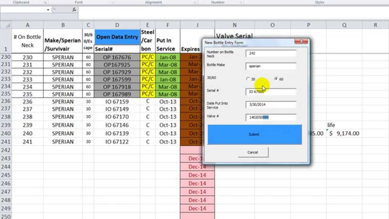 search form with vba in excel 2016