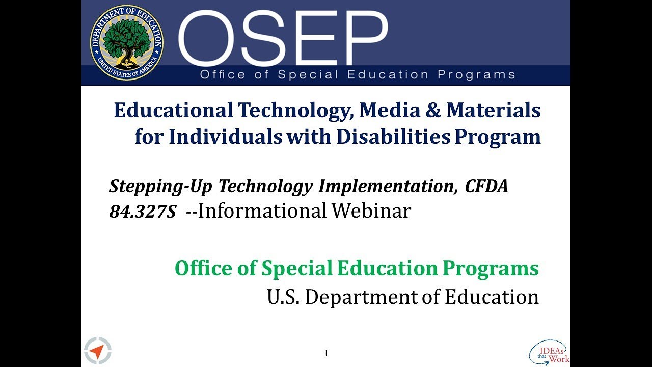 2019 - Stepping up Technology Implementation, CFDA 84.327S Informational Webinar - YouTube