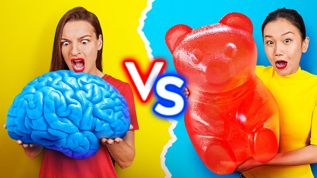 Gummy Food Vs Real Food Challenge Eating World’s Largest Gummy Brain Fun Prank By 123 Go