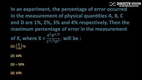 In an experiment, the percentage of error occurred in the measurement: Percentage of error