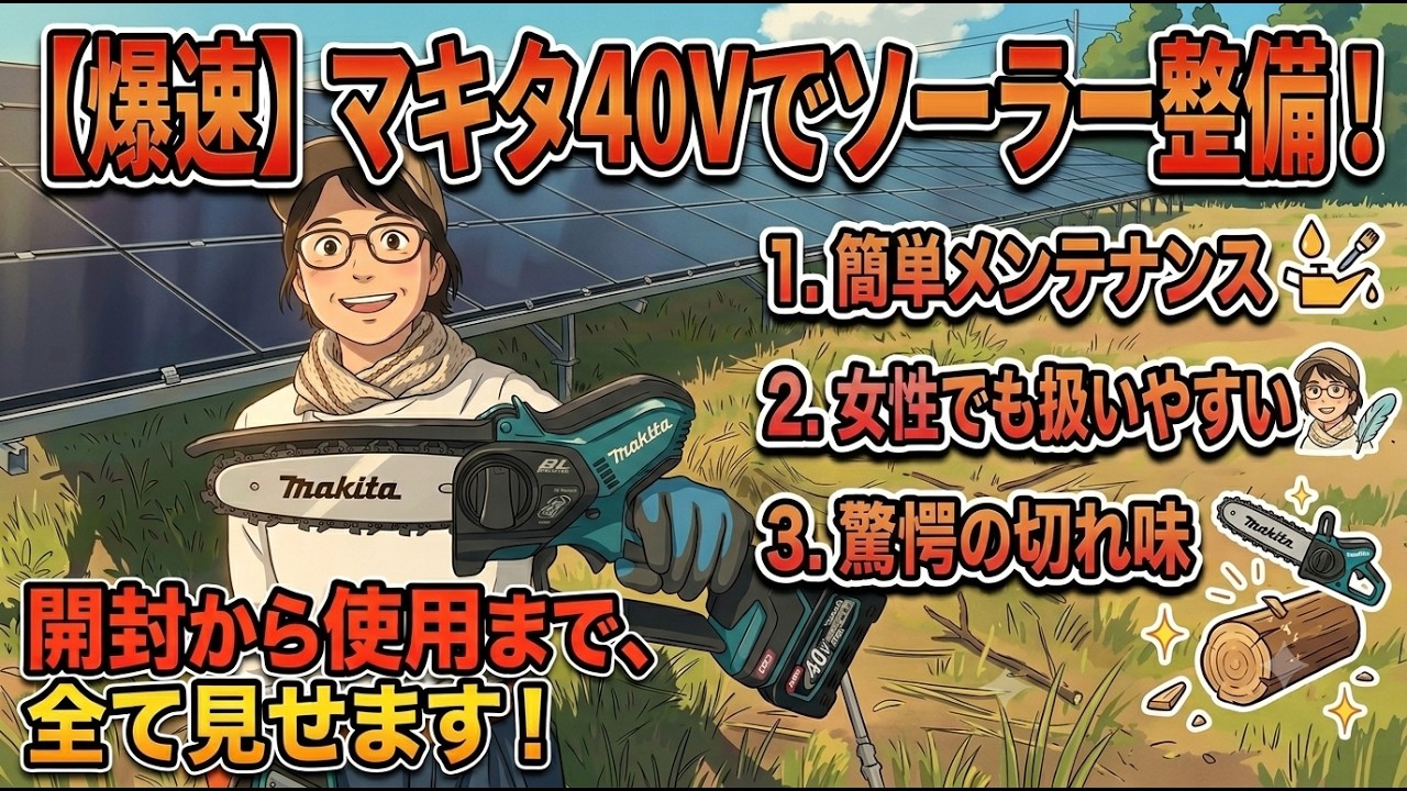 DIY女子】【開封〜実践】話題のマキタ40Vハンディチェーンソーが凄