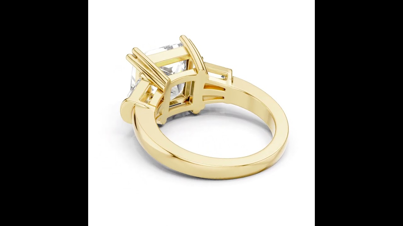 Princess Diamond Promise Ring With Tapered Baguette side stones