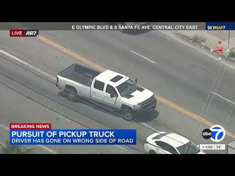 LIVE: Police chasing suspect in pickup truck on 10 Freeway through Los Angeles