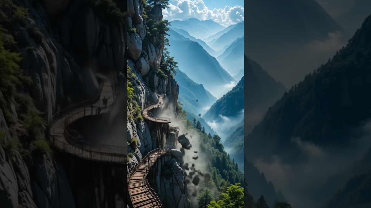 Shocking Moment: Bridge Crashes After Massive Stone Strike!Bridge Destroyed by Giant Stone 