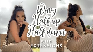 WAVY HALF UP-HALF DOWN with CLIP INS | Amazing Beauty Hair