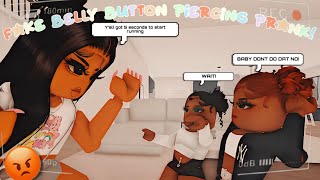 MARI AND AALIYAH DID A FAKE BELLY BUTTON PIERCING PRANK ON ME? | Roblox Berry Avenue Roleplay