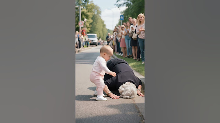 Grandma fell and the baby was very worried when he saw it. He ran over to help grandma up.