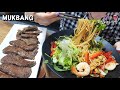 리얼먹방:) 샐러드파스타 만들기 (ft. 살살녹는 꽃갈비살)ㅣPasta Salad (ft. Grilled Beef)ㅣREAL SOUNDㅣASMR MUKBANGㅣ