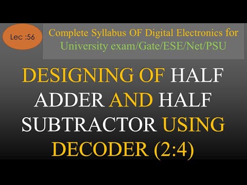 Lec-56 Designing of Half Adder & Half Subtractor using Decoder | DE or STLD | R K Classes | Hindi |