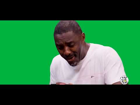 Idris Elba coughs while eating a hot wing Green Screen