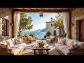 Mediterranean Villa Terrace Jazz Soft Sunlight Relaxing Ocean Ambience 