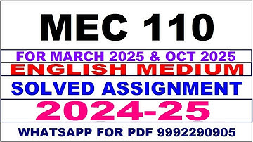 mec 110 solved assignment 2024-25 | mec 110 solved assignment in english 2025 | mec 110 2024-25