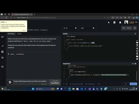 Returning Strings Using Csharp |  CodeWars C# Kata 8 Algorithm Solution