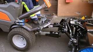 Learn how to attach a broom to a Husqvarna P 525D Front Mower