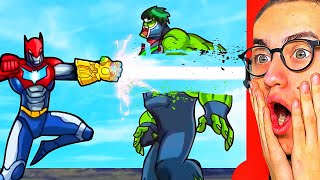 Reacting To SUPERHERO FUSION FIGHT ANIMATIONS! (Ironman, Hulk, Spiderman, Batman)
