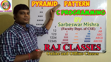 PYRAMID PATTERN PRINTING IN C PROGRAMMING | PYRAMID PATTERN PART-3 | Star pattern | Number pattern