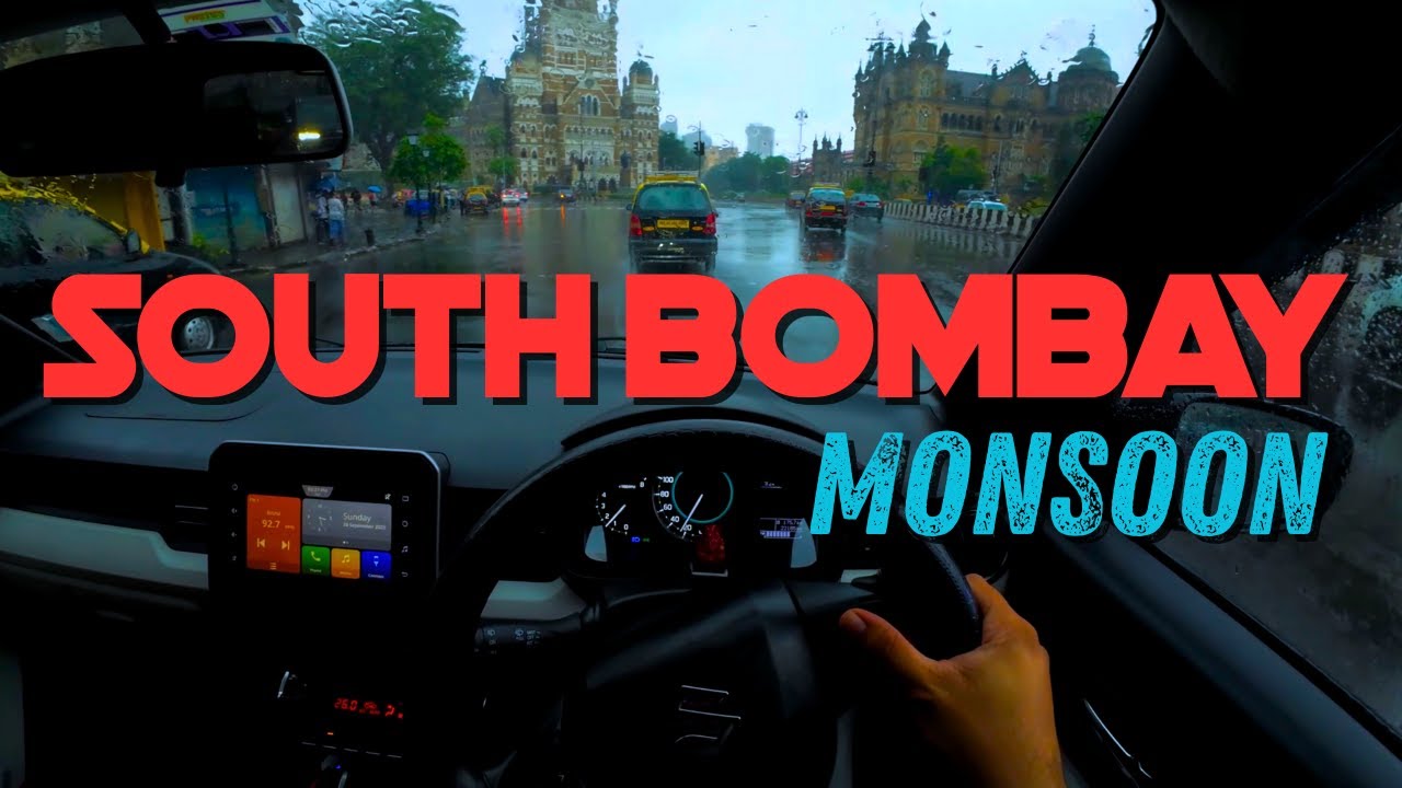 South Mumbai Monsoon Drive | Red Alert Rain Afternoon | Marine Drive to Nariman Point 
