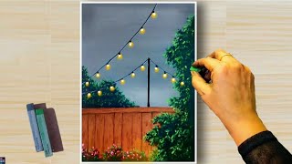 Tricks to Draw Realistic 😱 LIGHTS, LEAVES (step by step) Tutorial - Soft Pastel Drawing screenshot 3