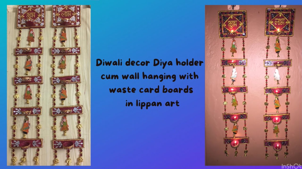Unique Diya holder cum wall hanging with card boards for Diwali decoration YouTube