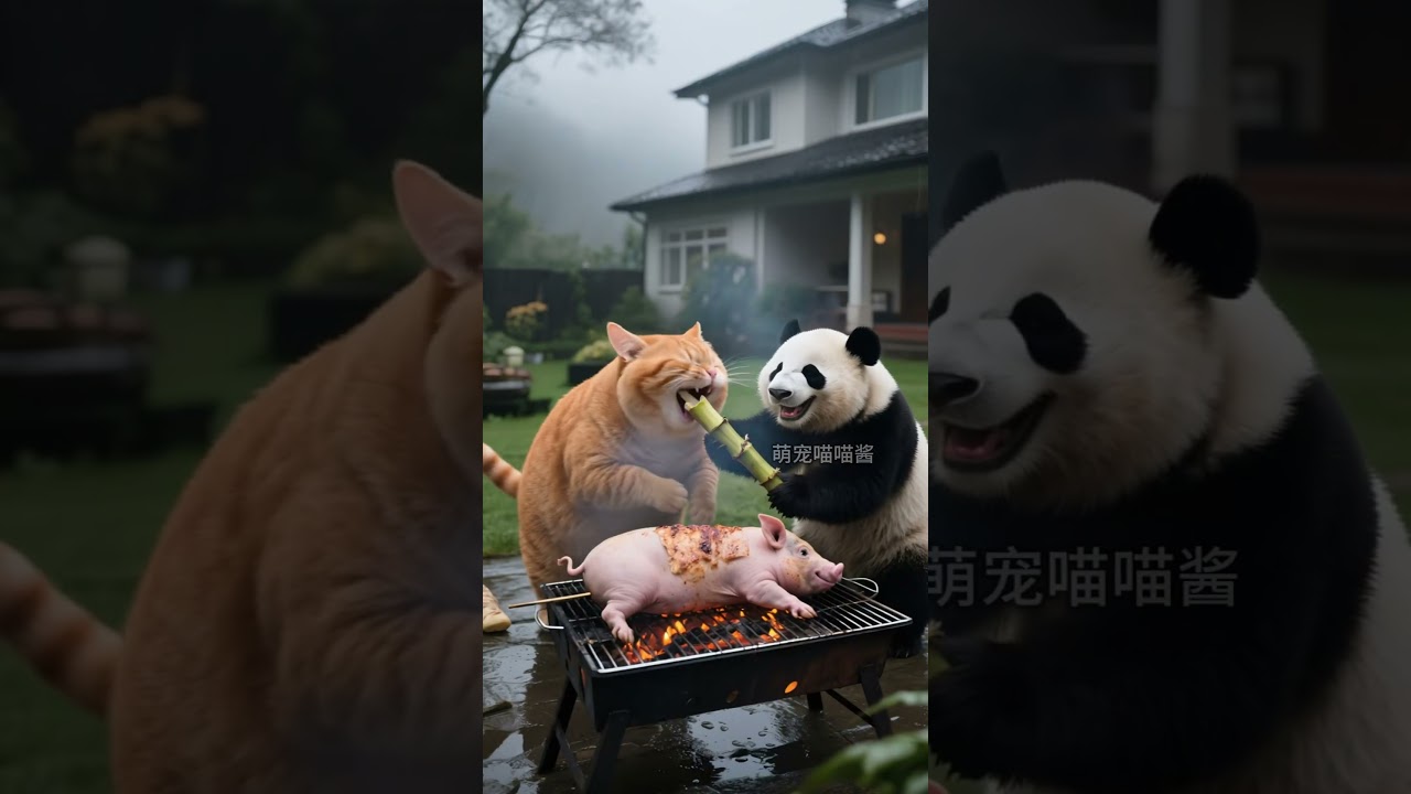 AI Comedy Shorts: Daily Life with Cat, Pig & Human