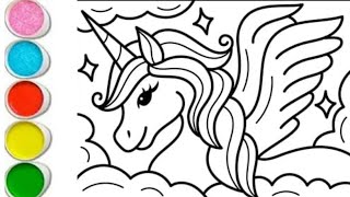 Unicorn  Drawing, Coloring and Painting for Kids and Toddlers | How to draw unicorn ,19