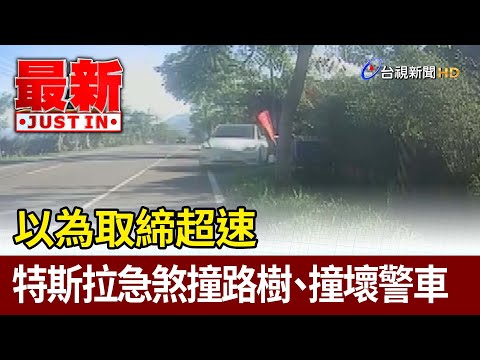 以為取締超速 特斯拉急煞撞路樹、撞壞警車【最新快訊】
