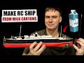 How to make an RC ship from milk cartons, DIY floating cardboard model ship, detailed tutorial