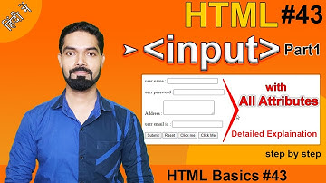 HTML input tag with type, name, value, title, placeholder, id Attributes Part1 | Hindi | #html43