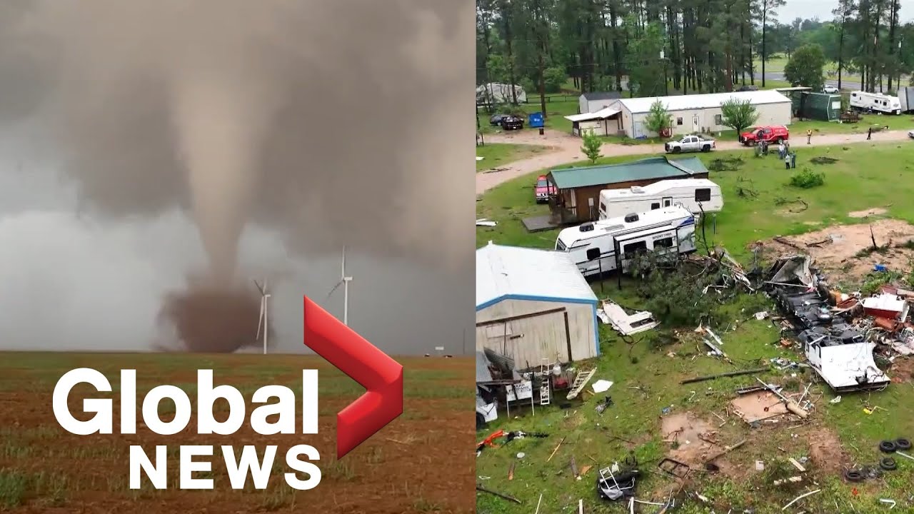 Severe storms in US leave trail of destruction in southern states - YouTube