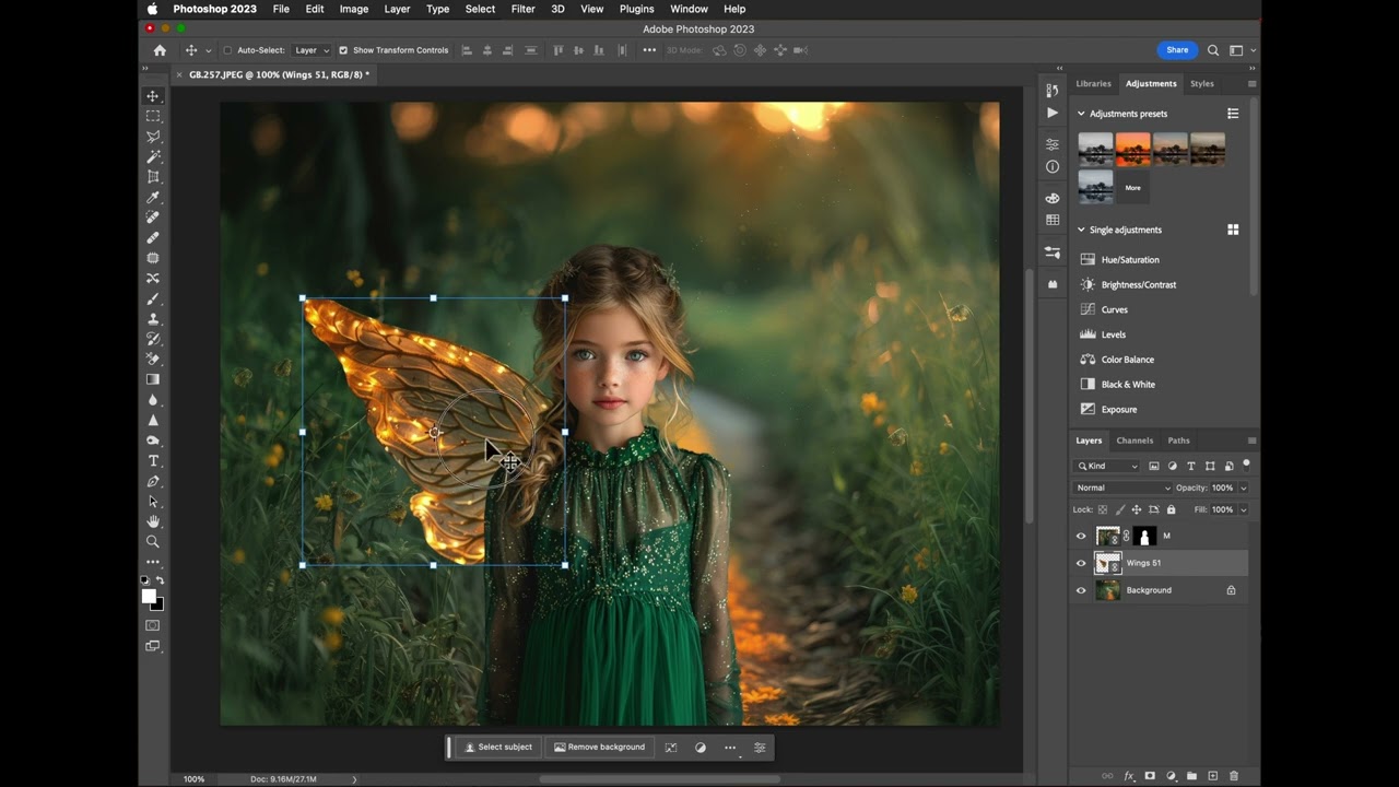 Photoshop Tutorial.  How to Add a Fairy Wings in Photoshop