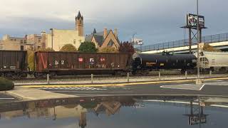 175 westbound through Springfield. NS 8100 NKP and UP 9018. CP 182. 11/4/2018. 4:53pm