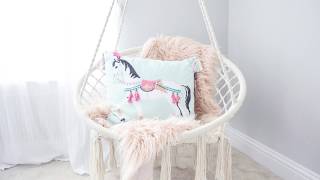 How to Hang Floating Chair Visit The Blog for more details on how we hung the chair! chair: https://amzn.to/2GRzKpU http://www.pillowthought.com/2017/08/