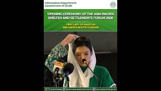 Bibi Aseefa Bhutto Zardari addressed the Asia Pacific Shelter & Settlement Conference 2026