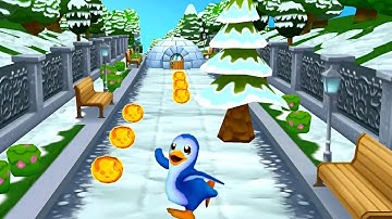 Penguin Run Speed Run, jump and collect gold coins Android iOS Gameplay