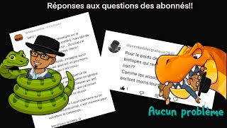 Question sur le nourrissage et le poids des serpents par les abonnés