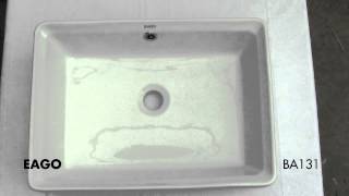 EAGO BA131 20 White Rectangular Porcelain Bathroom Sink with Overflow