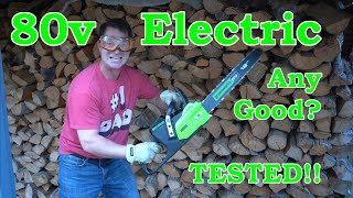 ✅ Battery Chainsaw Beats Gas For Homeowner?  New 80v Greenworks 18" Chainsaw Testing Review