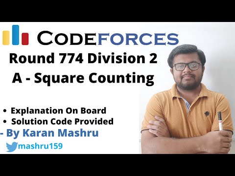 Codeforces Round 774 Division 2 | A : Square Counting Solution | Explanation + Code | Hindi | CP
