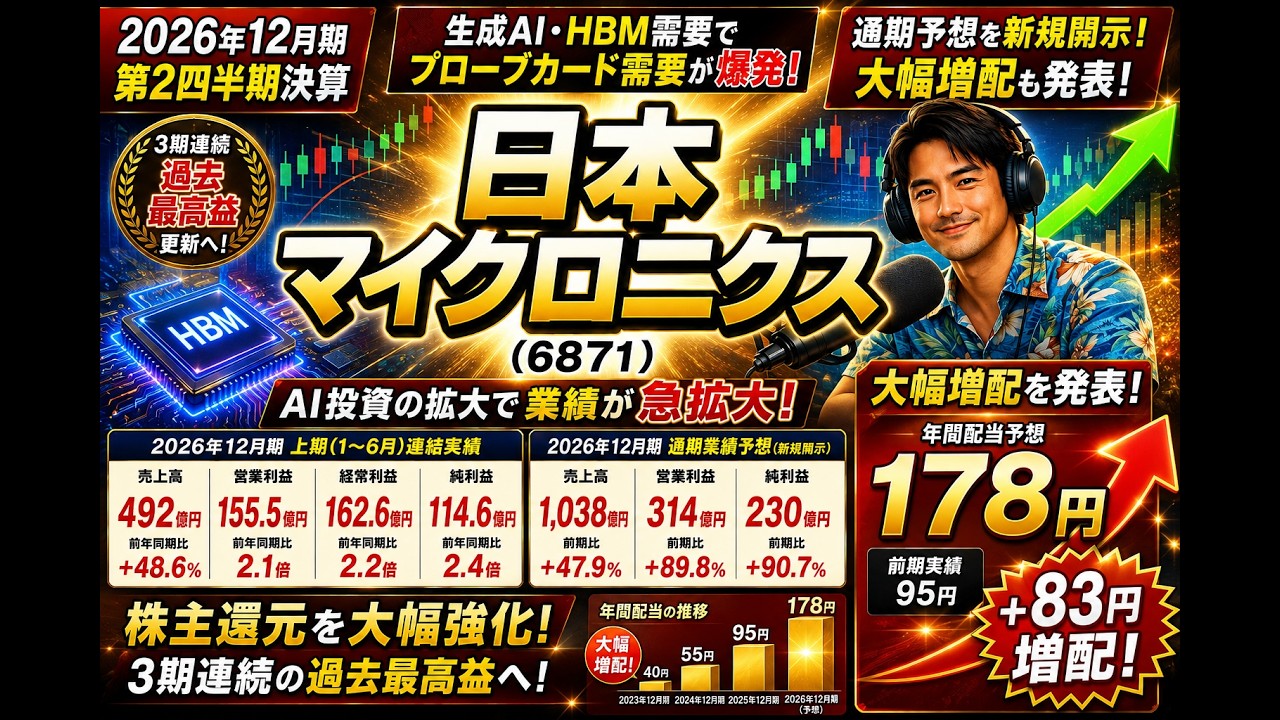 日本マイクロニクス 6871】第2四半期決算：8月12日発表 - YouTube