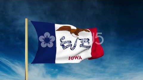 Iowa Flag Slider Style. Waving In The Win With Cloud Background Animation
