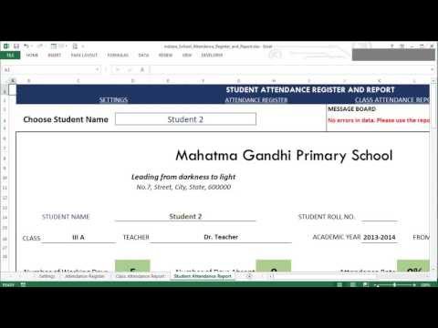 School Attendance Register and Report (Excel Template)