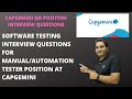 CAPGEMINI Manual Testing & Automation Testing Interview Questions| QA Interview Questions