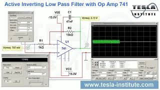 Active Inverting Low Pass Filter with Op Amp 741