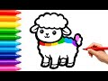 How to Draw a Cute Rainbow Sheep ???????? Drawing, Coloring & Painting for Kids, Toddlers