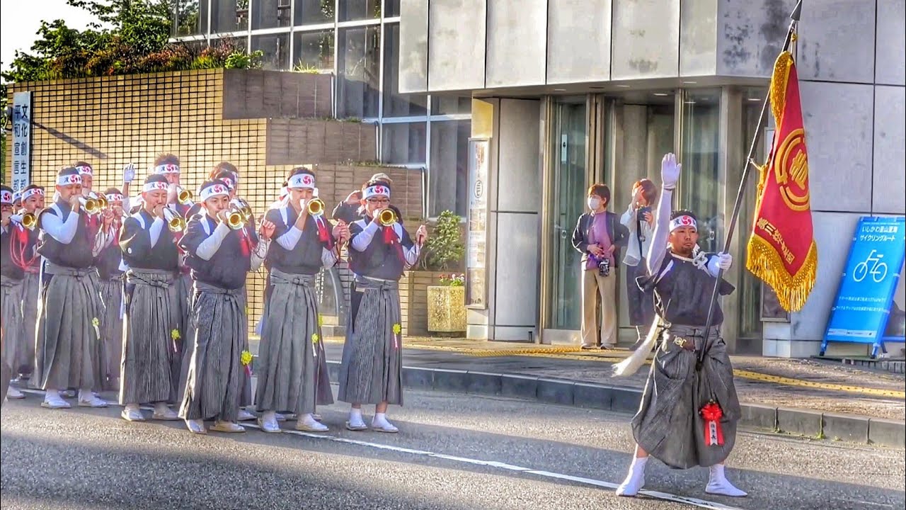 美川 おかえり祭り2024📯 早朝 ラッパ隊 美川駅出発~藤塚神社へ