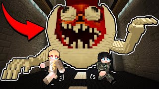 ※클릭 주의※ 공포의 터널 괴물 "브릿지웜".. 역대급 하얀색 초거대 지렁이?? 『마인크래프트』 (잉여맨 아오오니저택) screenshot 4