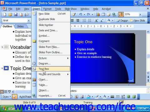 PowerPoint 2003 Tutorial Text Placeholders vs Text Boxes Microsoft Training Lesson 6.2