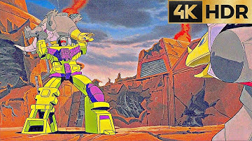 THE TRANSFORMERS MOVIE 1986 | Dinobots vs Devastator | full HD 4K