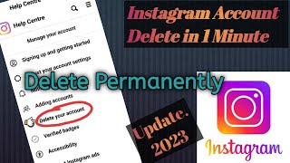 How to delete Instagram account in 1 minute 2023 || Instagram account delete permanently 2023