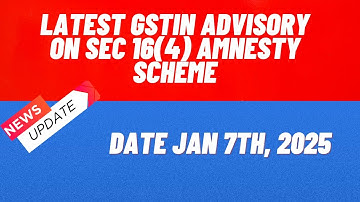 Latest GSTIN Advisory on Sec 16(4) Amnesty Scheme #gstupdates2025 #taxdemand